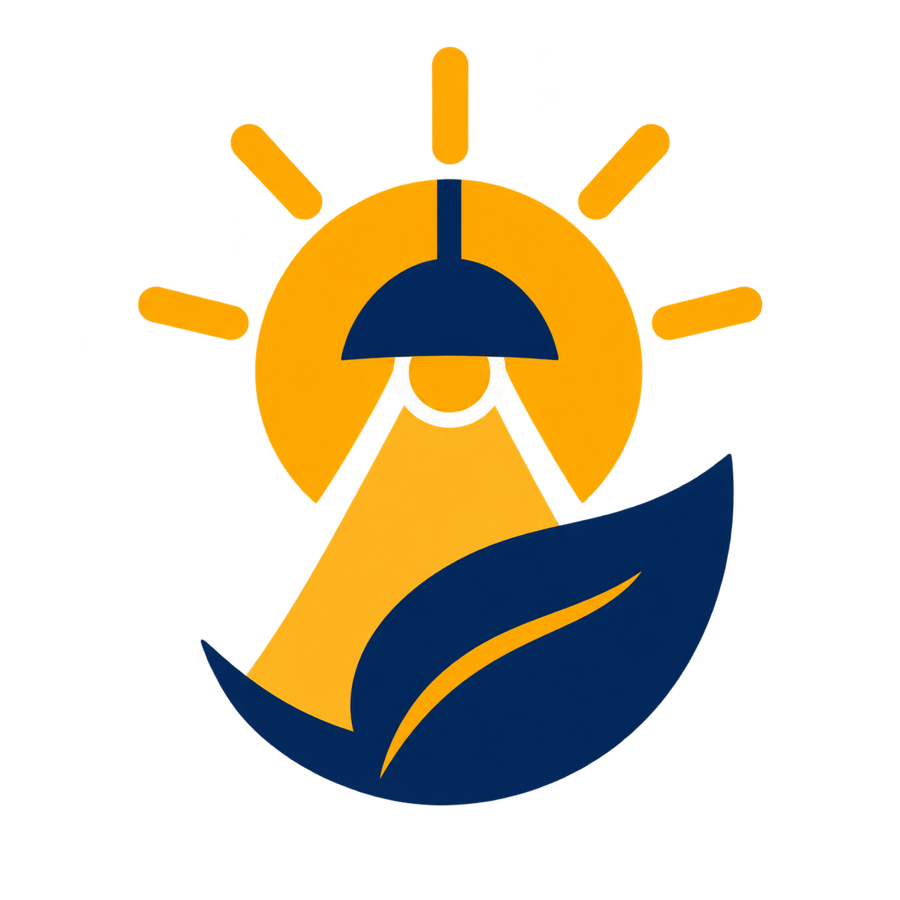Minimal sustainable-lighting logo mark displayed in the AI Logo Generator preview
